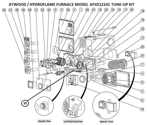 Atwood Furnace Model AFSD12141 Tune-Up Kit