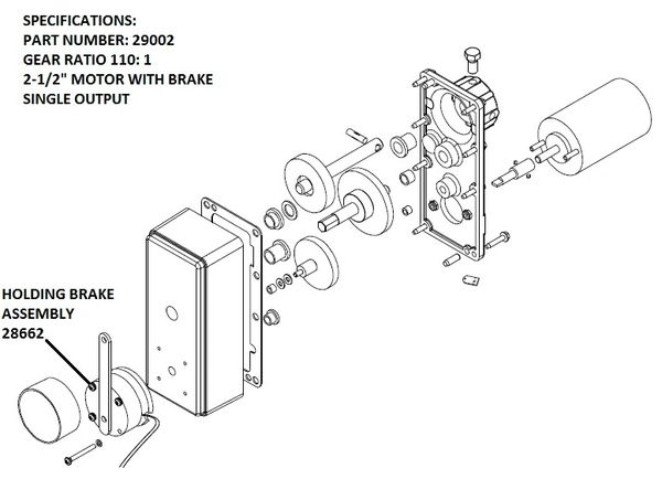 Barker Slide Out Powerhead Drive Assembly Holding Brake 28662
