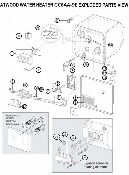 Atwood Water Heater Model GC6AA-9E Tune-Up Kit