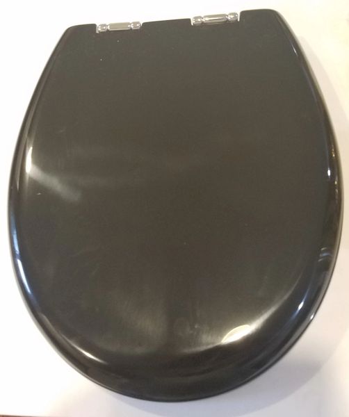 Thetford Toilet Seat, Black With Chrome Hinges, 38132