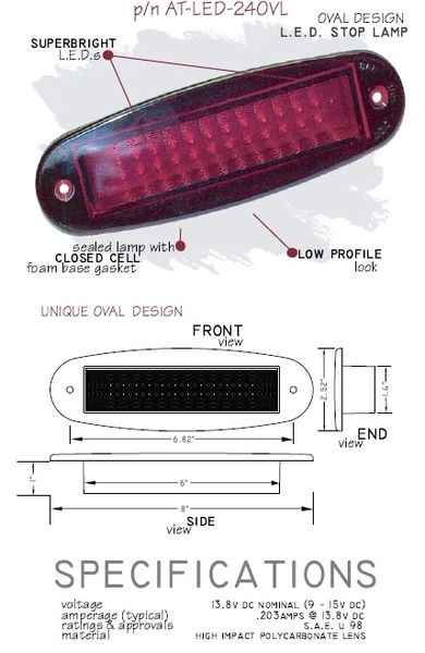 LED Oval Third Brake Light AT-LED-24OVL