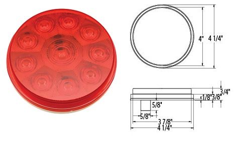 RV LED TAIL LAMP, 10 LED, L15-0068R