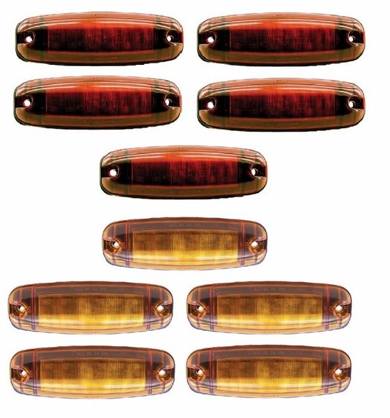 Amber And Red 12 Diode LED Marker Light Complete Kit L14-0026A And L14-0026R-KIT