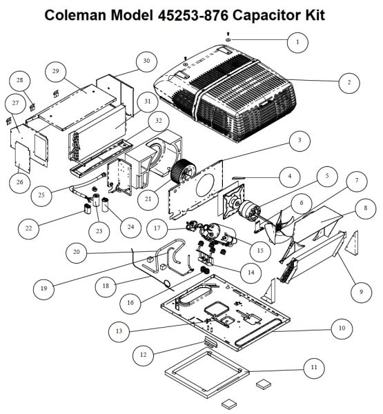Coleman Air Conditioner Model 45253-876 Capacitor Kit