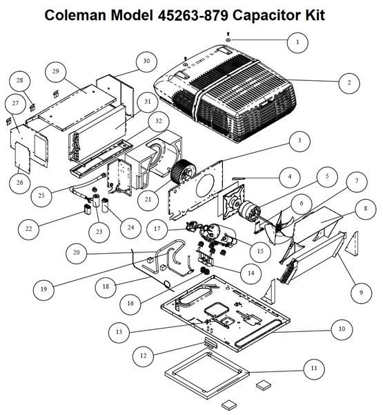 Coleman Air Conditioner Model 45263-879 Capacitor Kit