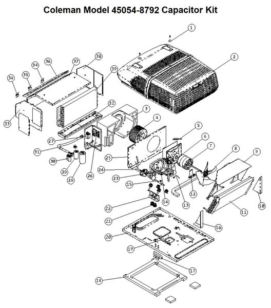 Coleman Heat Pump Model 45054-8792 Capacitor Kit