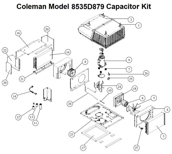 Coleman Heat Pump Model 8535D879 Capacitor Kit