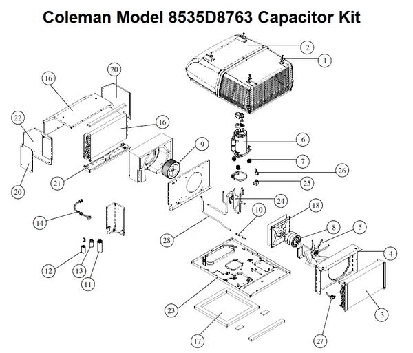 Coleman Heat Pump Model 8535D8763 Capacitor Kit