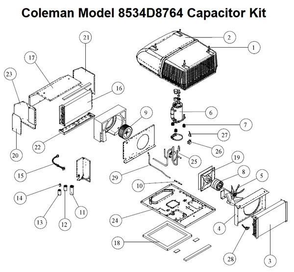 Coleman Heat Pump Model 8534D8764 Capacitor Kit