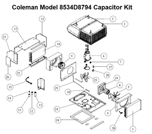 Coleman Heat Pump Model 8534D8794 Capacitor Kit