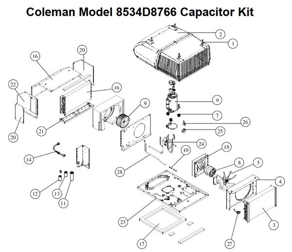 Coleman Heat Pump Model 8534D8766 Capacitor Kit