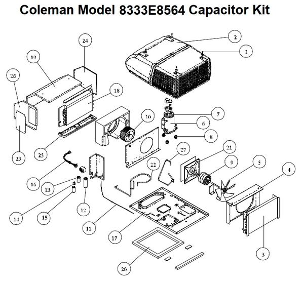 Coleman Air Conditioner Model 8333e8564 Capacitor Kit Pdxrvwholesale