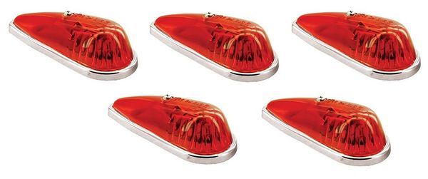 RV Red Incandescent Teardrop Marker Light With Chrome Base Kit 1A-S-64RC