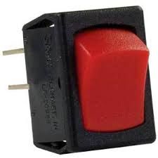 12 VDC Mini Switch, On / Off, Black With Red Rocker
