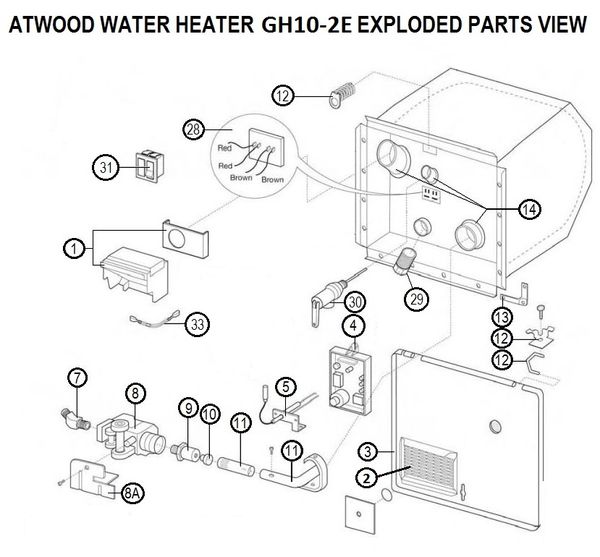 Atwood Water Heater Model GH10-2E Rebuild Kit