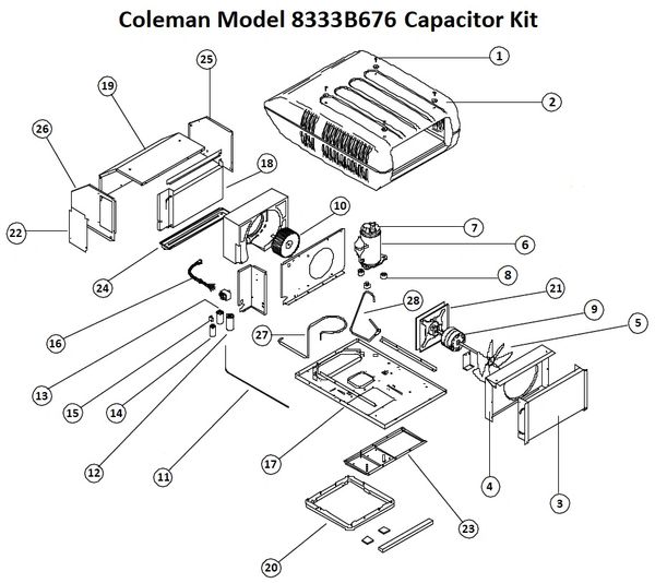 Coleman Air Conditioner Model 8333b676 Capacitor Kit Pdxrvwholesale