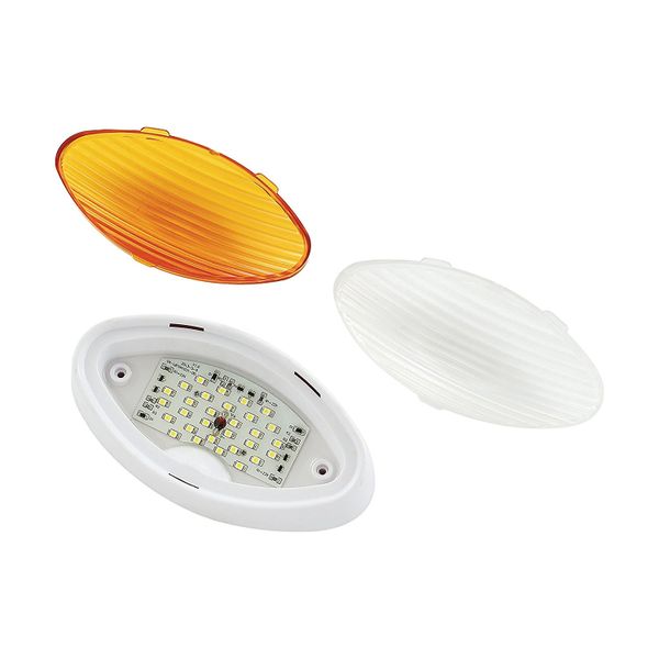 RV LED Oval Porch Light With Clear And Amber Lenses 9090117