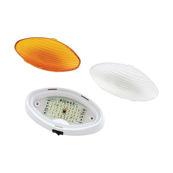 RV LED Oval Porch Light Switched With Clear And Amber Lenses 9090118