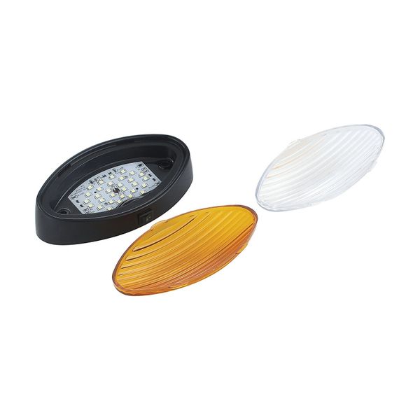 RV LED Oval Porch Light Switched With Clear And Amber Lenses 9090131