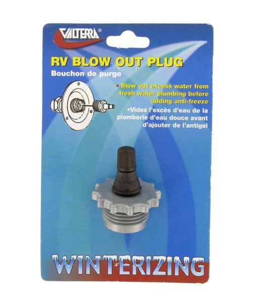 Valterra Blow Out Plug, Plastic with Valve, Gray, Carded, P23508VP