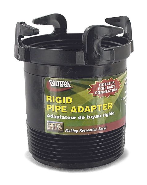 Valterra Rotating Adapter for Rigid RV Sewer Pipe, 3" MPT to 3" Bayonet, Black Plastic, T1027