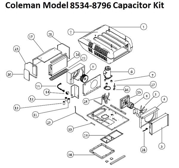 Coleman Heat Pump Model 8534-8796 Capacitor Kit