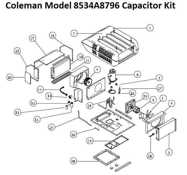 Coleman Heat Pump Model 8534A8796 Capacitor Kit