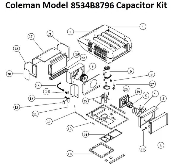 Coleman Heat Pump Model 8534B8796 Capacitor Kit