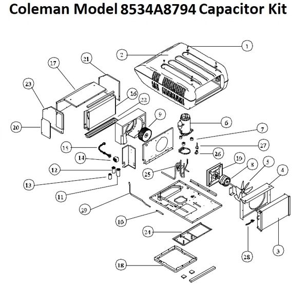 Coleman Heat Pump Model 8534A8794 Capacitor Kit