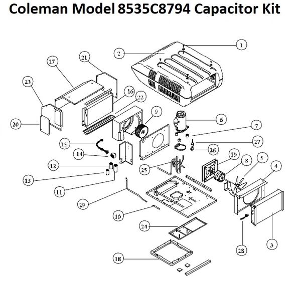 Coleman Heat Pump Model 8534C8794 Capacitor Kit