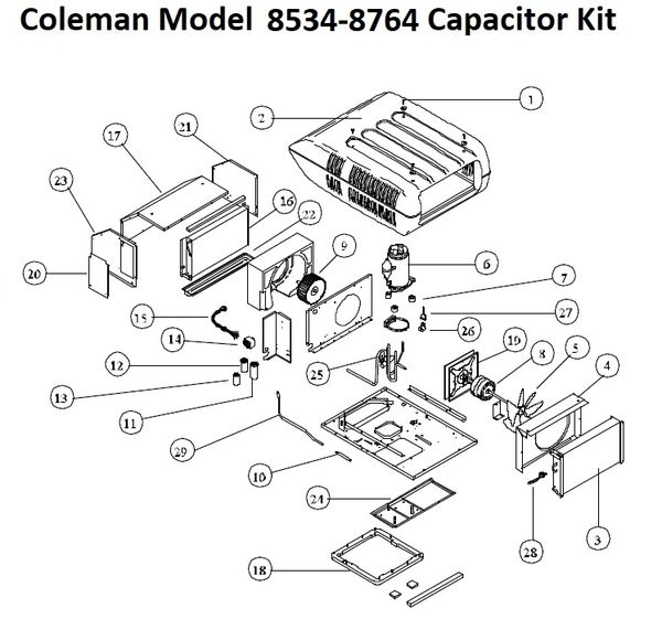 Coleman Heat Pump Model 8534-8764 Capacitor Kit