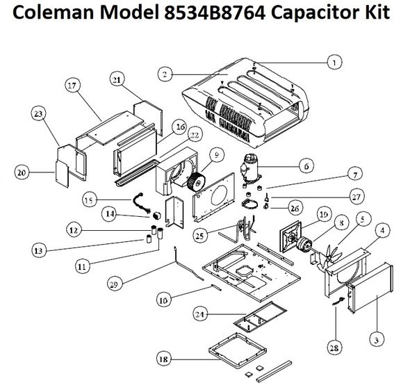 Coleman Heat Pump Model 8534B8764 Capacitor Kit