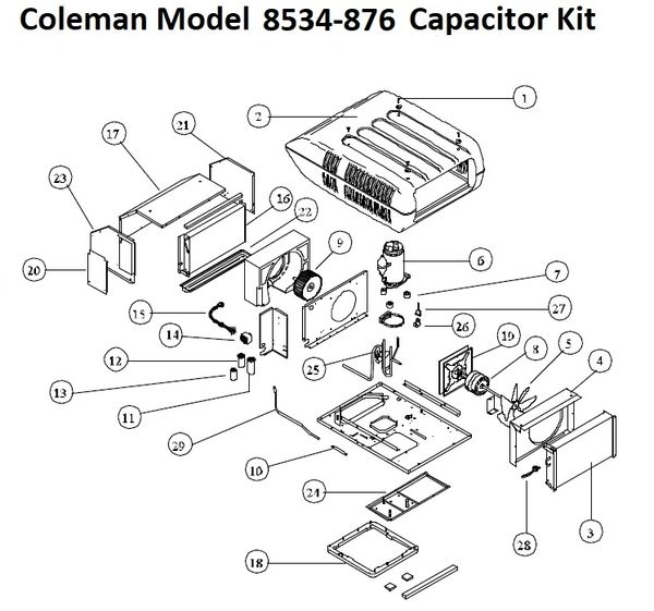 Coleman Heat Pump Model 8534-876 Capacitor Kit