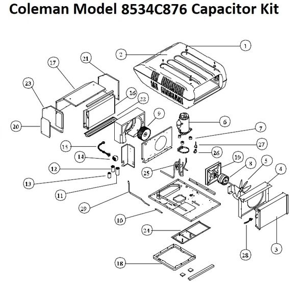 Coleman Heat Pump Model 8534C876 Capacitor Kit