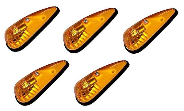 RV Amber With Black Base Incandescent Teardrop Marker Light Kit L04-0060A