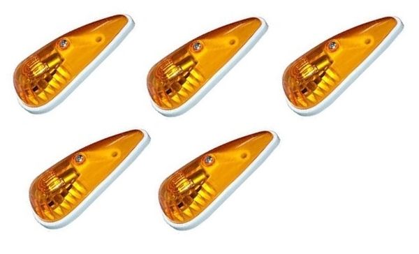 RV Amber With White Base Incandescent Teardrop Marker Light Kit