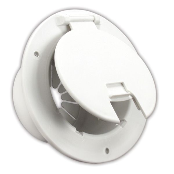 JR Products Polar White Deluxe Round Electric Cable Hatch with Back 541-2-A