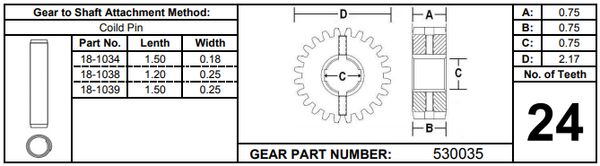 Power Gear / Lippert 24 Tooth Gear 530035