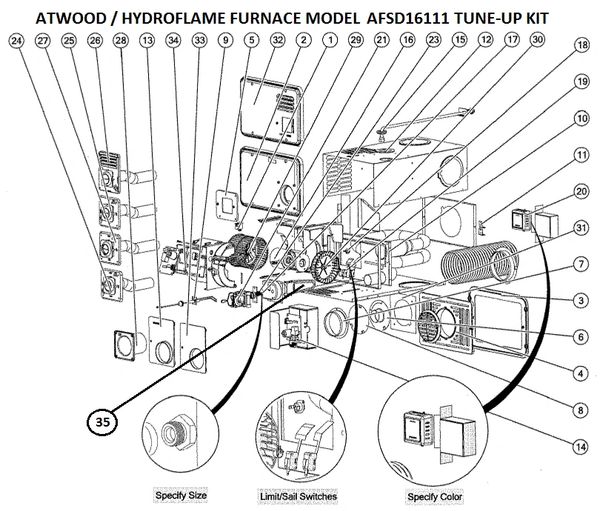 Atwood Furnace Model AFSD16111 Tune-Up Kit