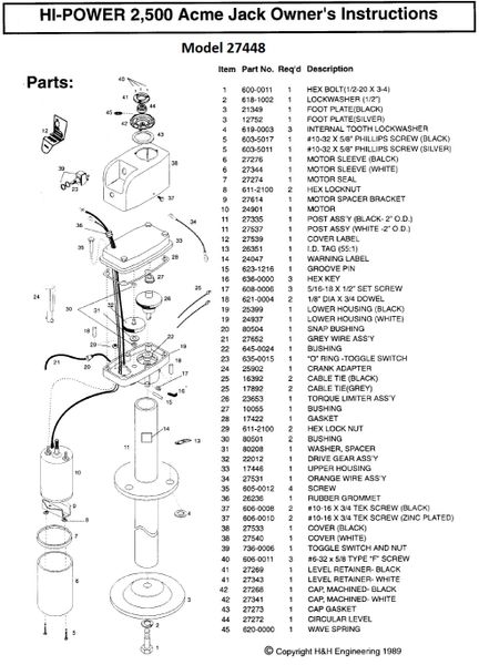 Barker Jack 27448 Rebuild Kit