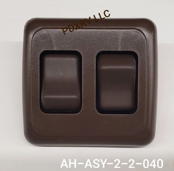 12 VDC Double Brown Contoured Light Switch Assembly AH-ASY-2-2-040