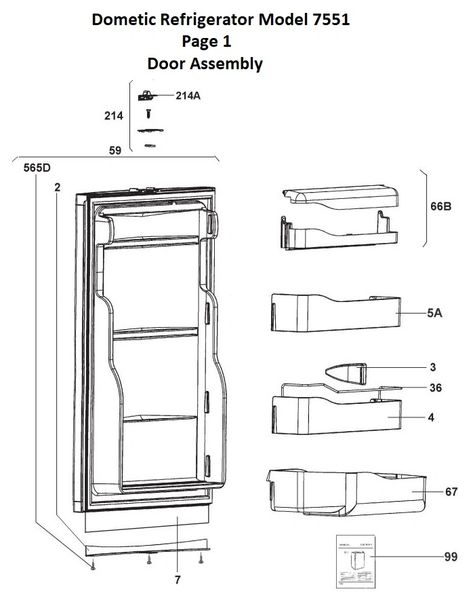 Dometic Refrigerator Model RM7551 Repair Kits
