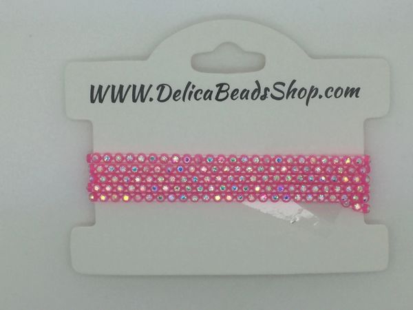 SS6 Neon Pink/Crystal Stone/yd