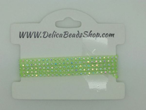 SS6 Neon Green/Crystal AB/yd