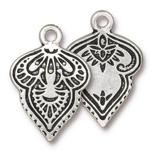 Mehndi Charm Antique Silver 15x23mm/Ea