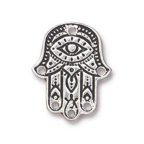 Hamsa Hand Link Antique Silver 22x17mm/ea