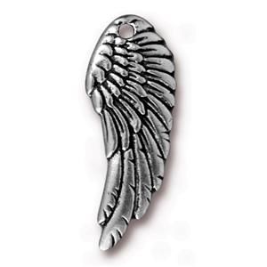 28x11mm Drop Wing Antique Fine Silver/ea