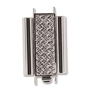 Beadslide Cross Hatch 10mm x 22mm Rhodium/ea