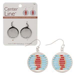 Centerline Earrings w/hook 8 Rows Rhodium Plate/pr