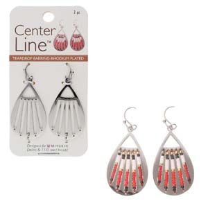 Centerline Teardrop Earrings w/Hooks 5 Rows Rhodium Plate/pr